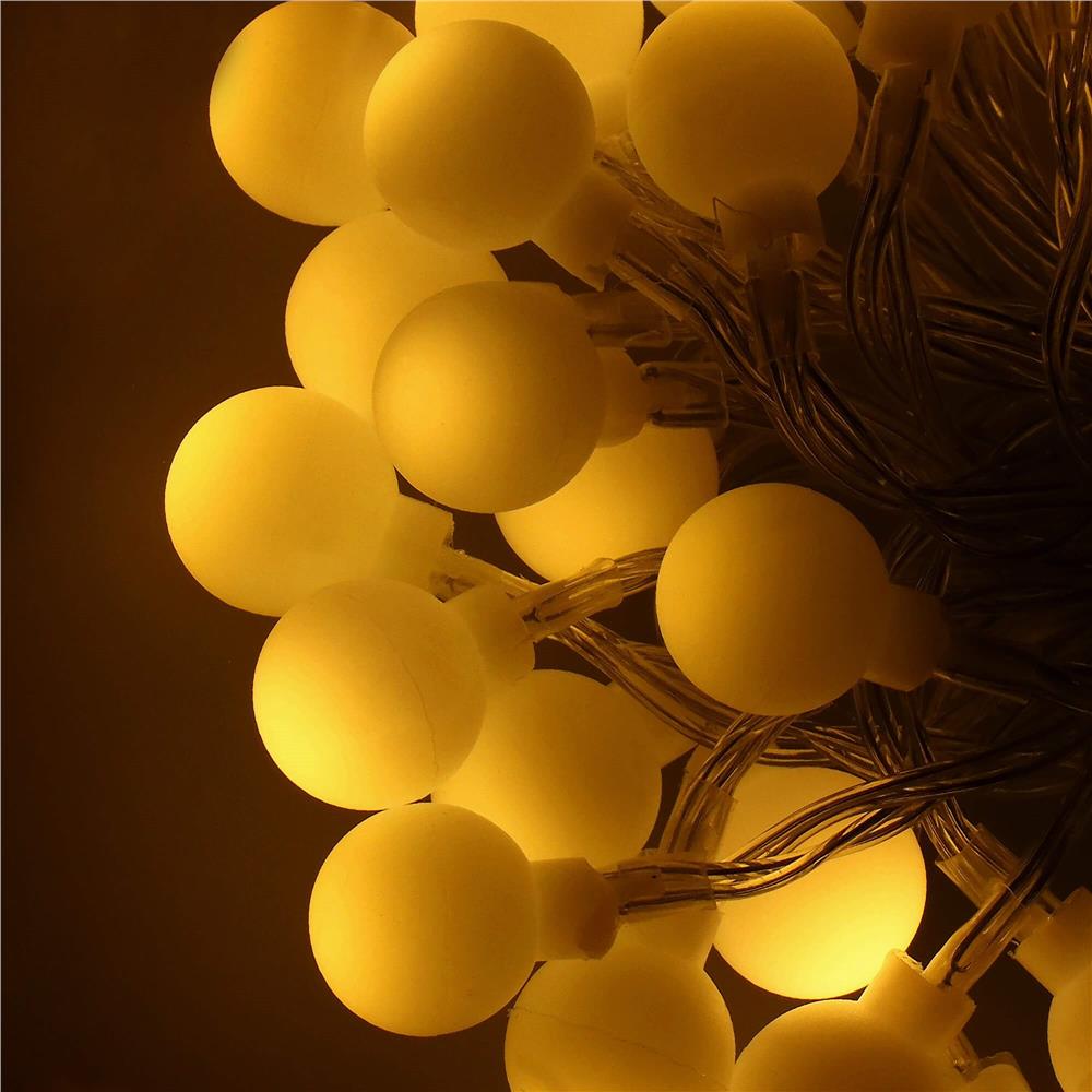 Instalatie bile luminoase pentru gradina, 7,5 metri, 50 LED-uri, cu baterii, galben