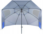 Umbrela plaja 3in1 215x205 cm, cu paravan lateral, fereastra si husa transport, material UV, albastru