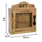 Cutie de chei Atmosphera Amalia cu 10 carlige, 30x40 cm, lemn masiv, design vintage, natur