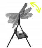 Leagan gradina 3 locuri 170x118x153 cm, cu perne, baldachin reglabil si masute laterale, structura otel, maro