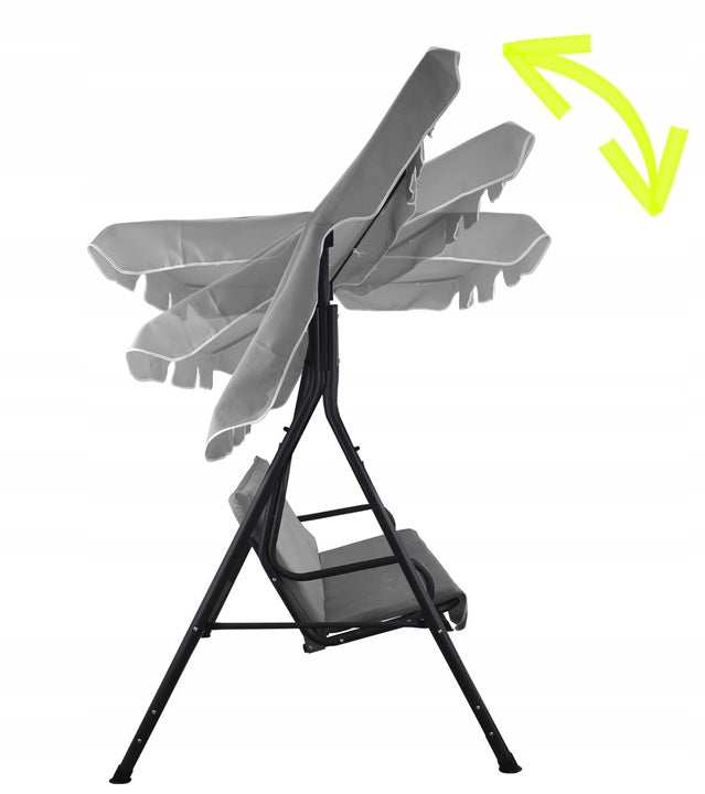 Leagan gradina 3 locuri 170x118x153 cm, cu perne, baldachin reglabil si masute laterale, structura otel, maro