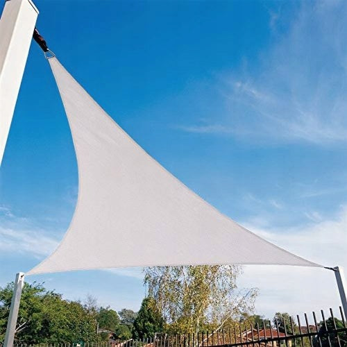 Prelata solara triunghiulara 300x300x300 cm, impermeabila, protectie UV, poliester 180g/mp, bej