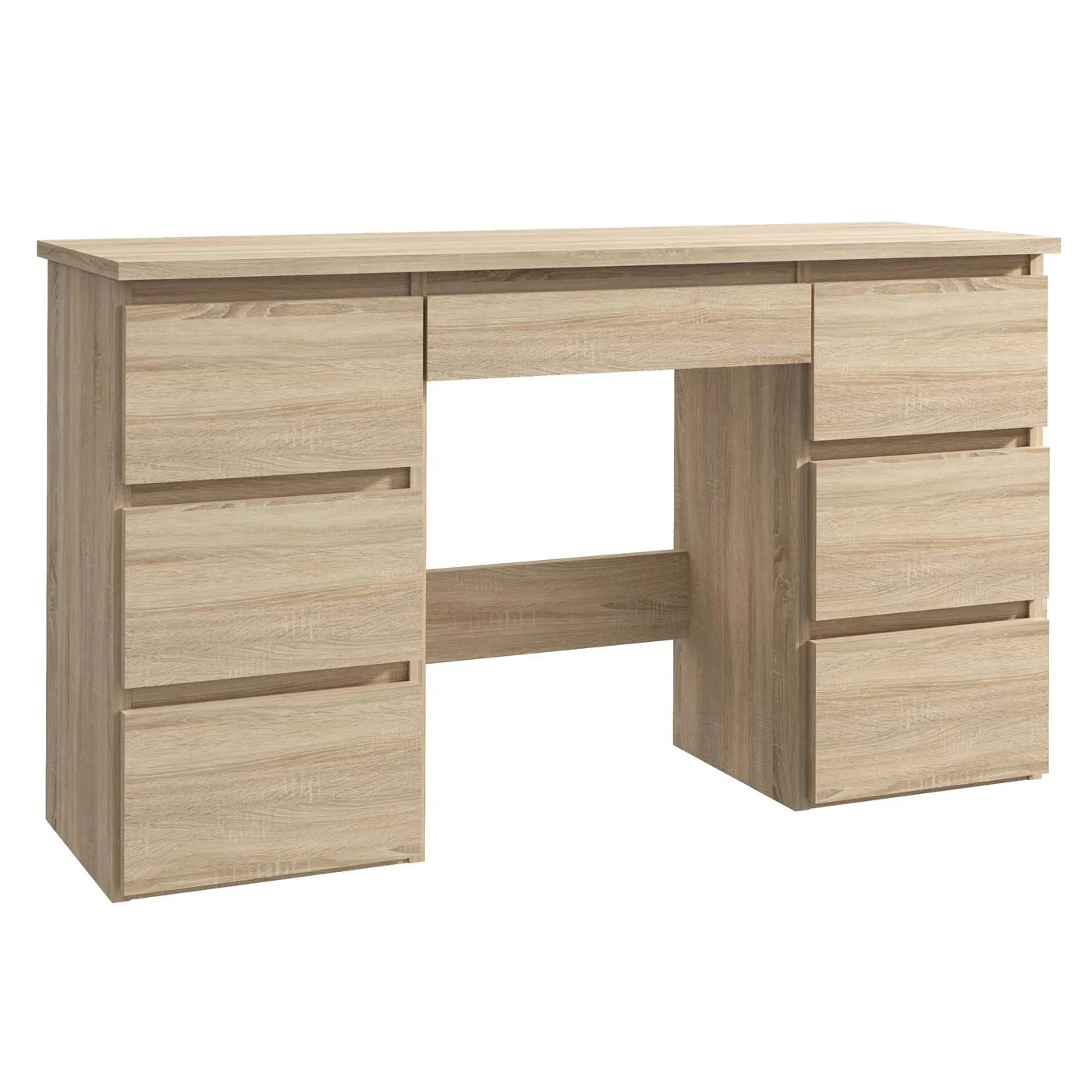 Birou cu 7 sertare Beta 4 120x43x75 cm, design minimalist, sonoma