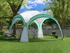Pavilion gradina 350x350x230 cm, structura fibra de sticla, acoperis poliester impermeabil, verde cu alb