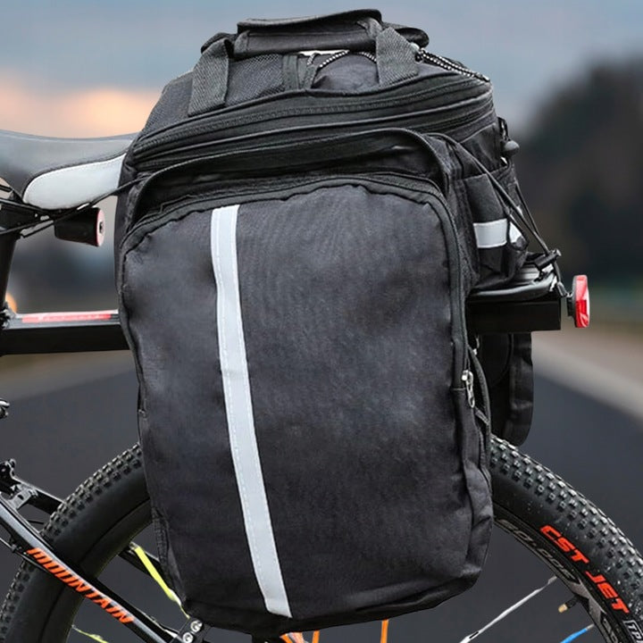 Geanta bicicleta spate 32x17x28 cm, 30L, extensibila, poliester impermeabil, cu elemente reflectorizante, negru