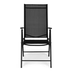 Set 4 scaune gradina 70x57x106 cm, pliante cu spatar reglabil 7 pozitii, structura otel si textilena, negru