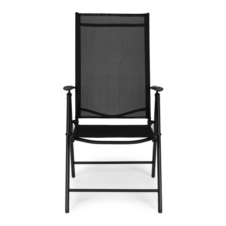 Set 4 scaune gradina 70x57x106 cm, pliante cu spatar reglabil 7 pozitii, structura otel si textilena, negru