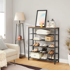 VASAGLE Etajera pantofi cu 5 rafturi si polita superioara, 100x30x110 cm, maro rustic