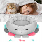 Pat pentru caini, cu margini groase ridicate, antiderapant, model meduza, 70x70x20 cm, gri