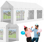 Pavilion de gradina profesional, cu cadru otel 38 mm, acoperis impermeabil 450g/m2, 6x3x2,8 m, alb
