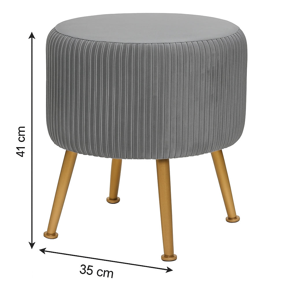 Taburet Atmosphera Solaro rotund cu baza aurie, 35x41 cm, gri