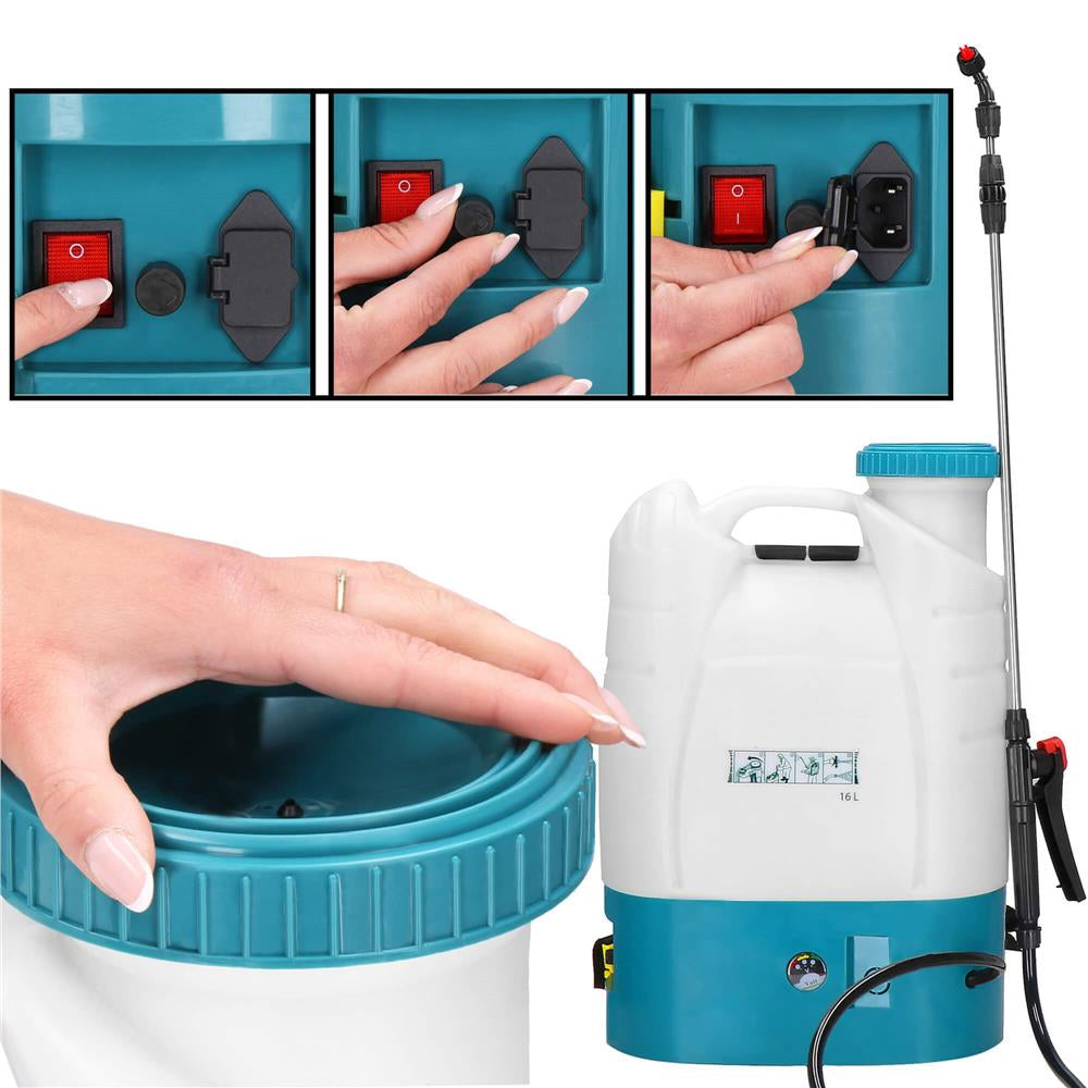 Pompa de stropit electric rucsac 16L, cu acumulator, 6 duze, lance telescopica si presiune reglabila