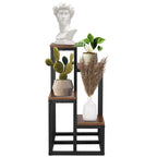 Stand pentru flori, cadru metalic, 4 etajere, 34x34x68 cm, maro inchis