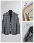 SONGMICS Umerase haine 45x23 cm, set 20 buc, lemn masiv cu bara pentru pantaloni si carlig rotativ, negru