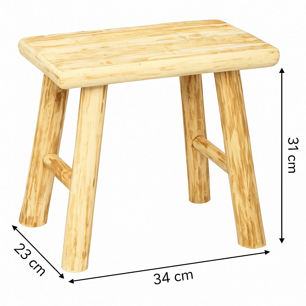Taburet Atmosphera Woody din lemn natur, 31 cm, bej