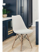 Set 4 scaune de bucatarie, design scandinav modern, sezut cu burete, alb