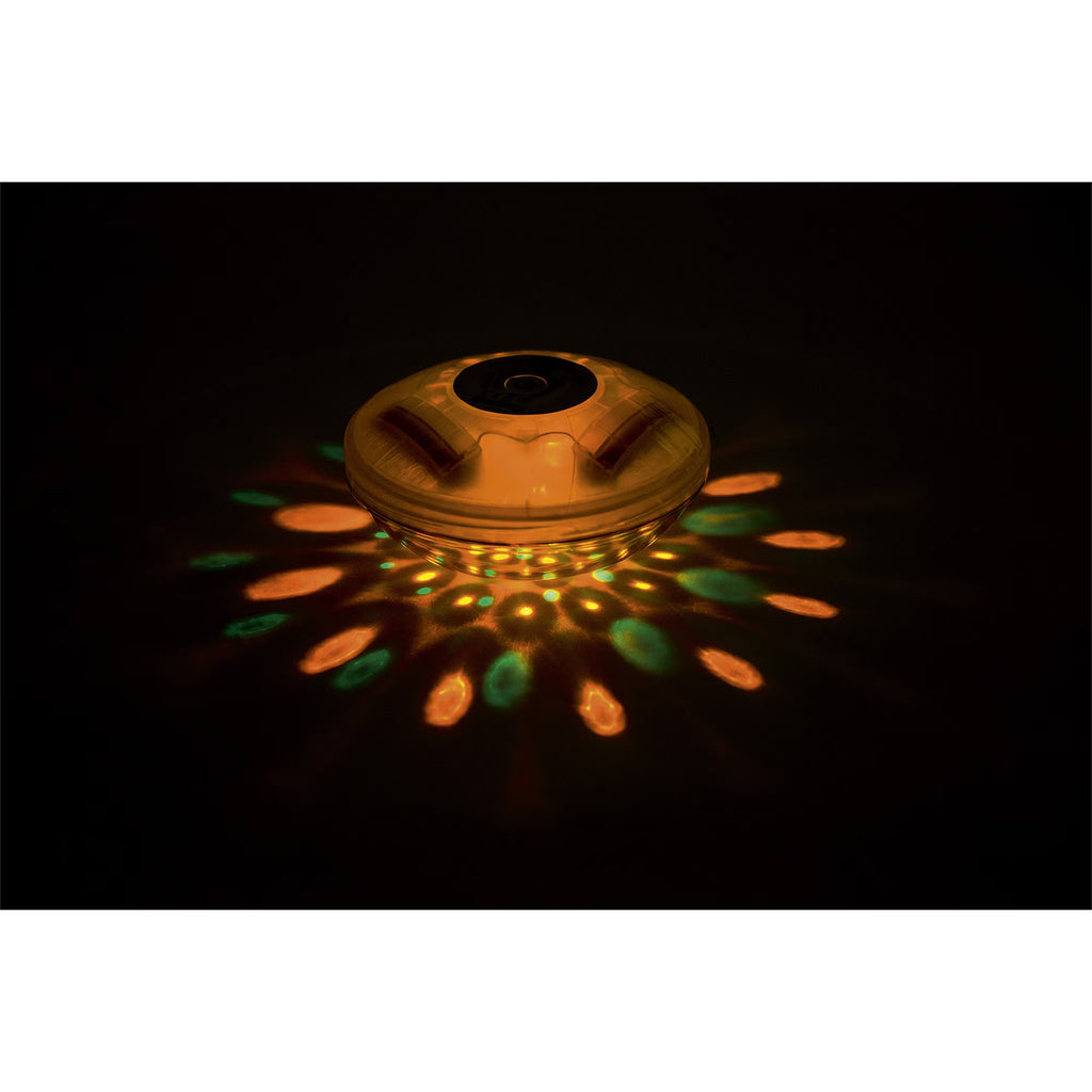Lampa plutitoare cu LED pentru piscina Bestway FloatBright, 4 culori, 7 moduri, functionare cu 3 baterii AA
