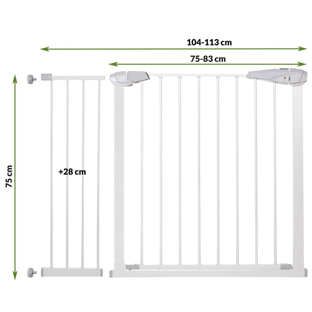 Poarta de siguranta Safety Gate pentru scari, ajustabila 104-113 cm, din otel, alba