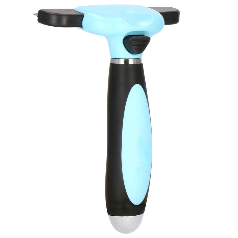 Perie trimmer pentru caini si pisici cu par lung sau scurt, autocuratare, lama 10cm, negru albastru