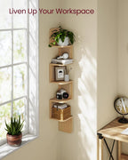 VASAGLE Raft de colt plutitor pe 5 niveluri, stil boho, 20x20x126 cm, bej