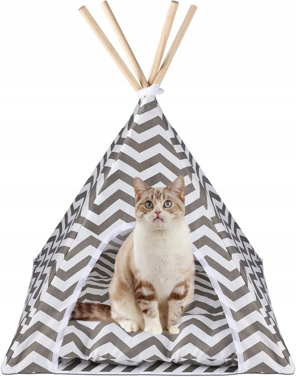 Cort de interior pentru catei, pisici si iepurasi, gri cu alb, 50x40x60cm