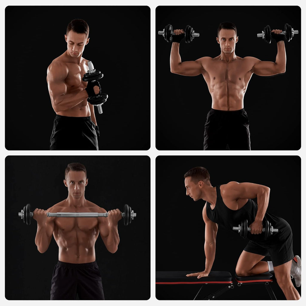 SONGMICS Set gantere si haltera reglabile, integral din otel, 20kg