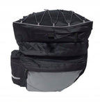 Geanta portbagaj bicicleta dubla, 8 buzunare laterale, 39x34x43cm, negru cu elemente reflectorizante gri, protectie impermeabila