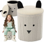 Taburet pentru copii, pliabil cu spatiu depozitare, 80kg, 28×34 cm, bej