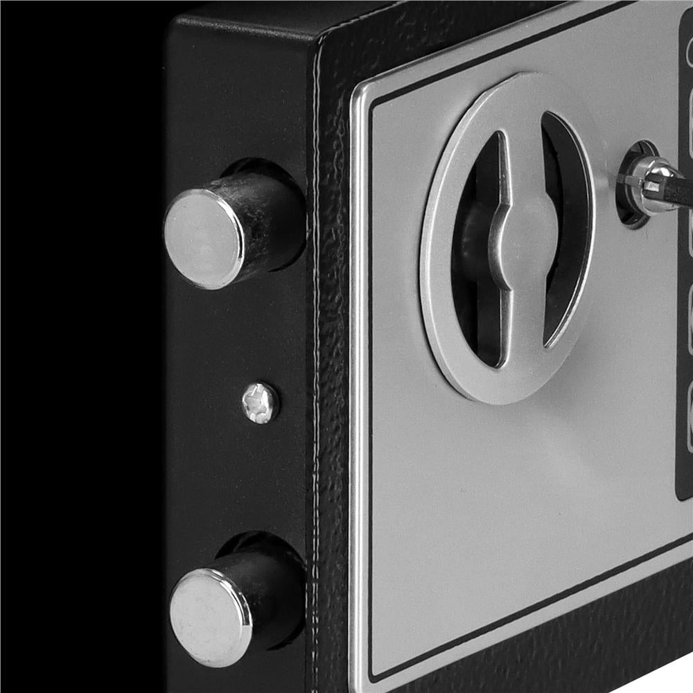 Seif electronic standard cu cifru si cheie, 170x230x170 mm, Otel, Negru