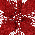 Set 10 ornamente pentru bradul de Craciun, stea Poinsettia, 16cm, visiniu