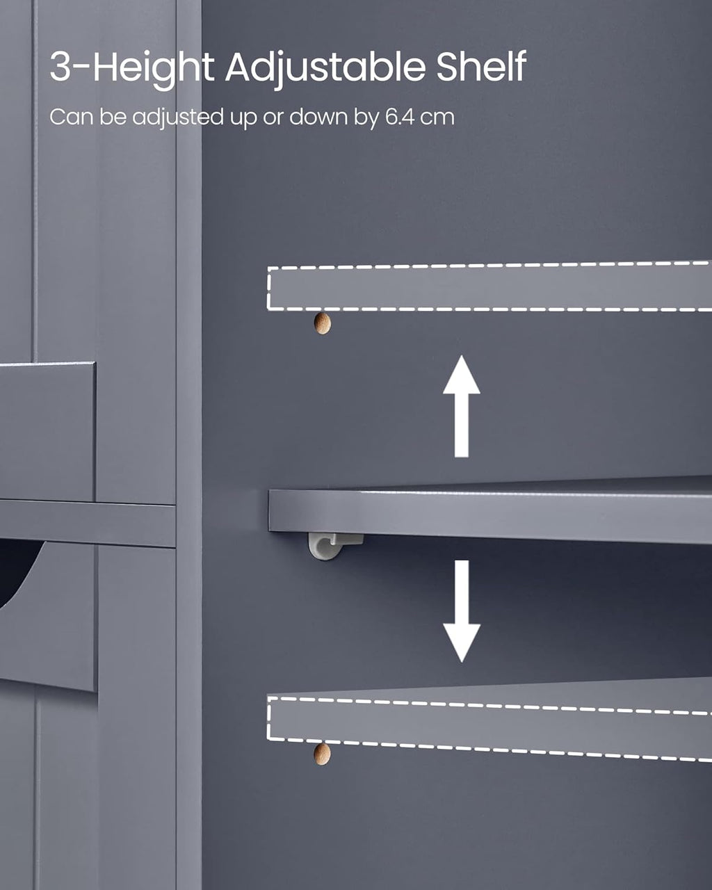 VASAGLE Dulap de baie, din MDF, cu 4 sertare, raft reglabil, 30x55x82 cm, gri