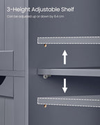 VASAGLE Dulap de baie, din MDF, cu 4 sertare, raft reglabil, 30x55x82 cm, gri