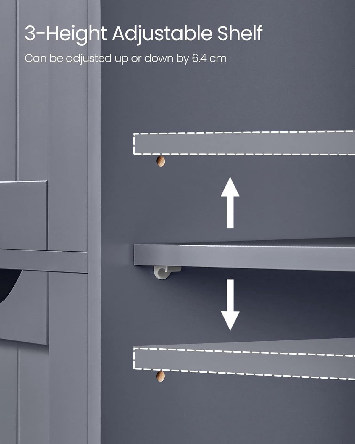 VASAGLE Dulap de baie, din MDF, cu 4 sertare, raft reglabil, 30x55x82 cm, gri