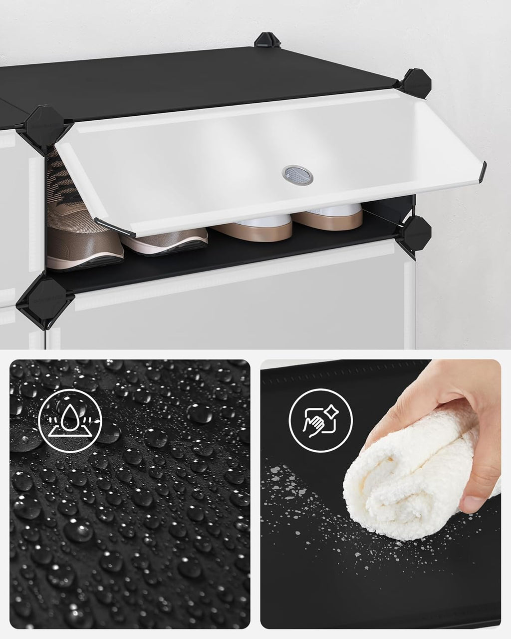 SONGMICS Dulap de depozitare pantofi modular, configurabil cu 10 compartimente, 43x31x173 cm, negru