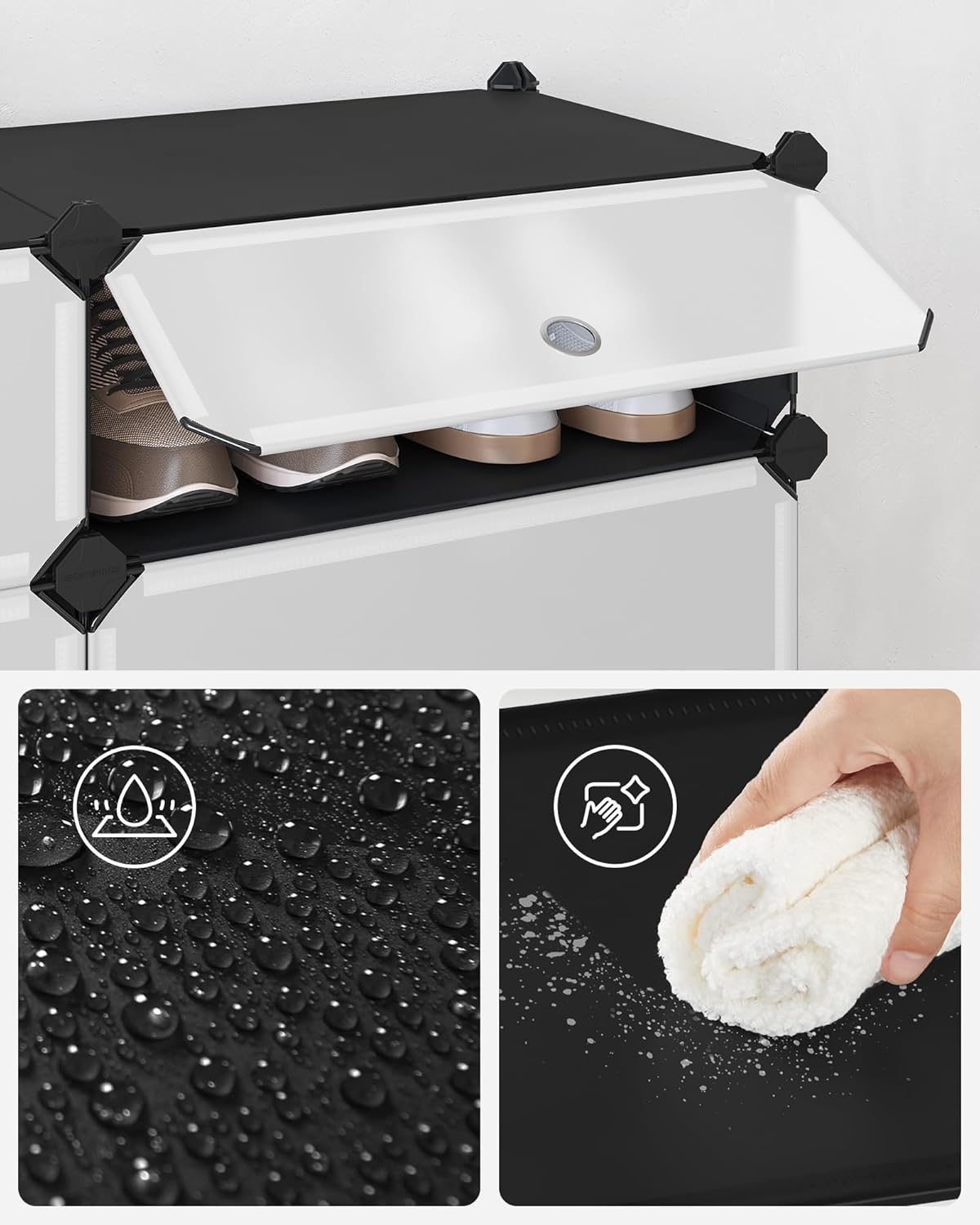 SONGMICS Dulap de depozitare pantofi modular, configurabil cu 10 compartimente, 43x31x173 cm, negru