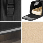 Geanta pentru transport animale mici-medii, pentru caine si pisica, cu saltea, 27x44x25 cm, negru