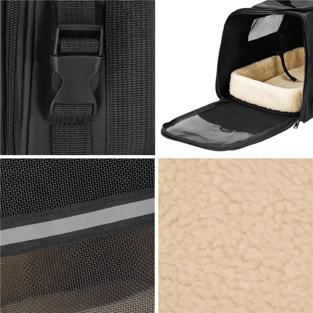 Geanta pentru transport animale mici-medii, pentru caine si pisica, cu saltea, 27x44x25 cm, negru