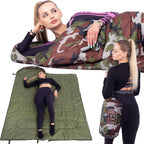 Sac de dormit tip mumie, cu geanta de transport, 210x73cm, 8-20grade, culoare camuflaj