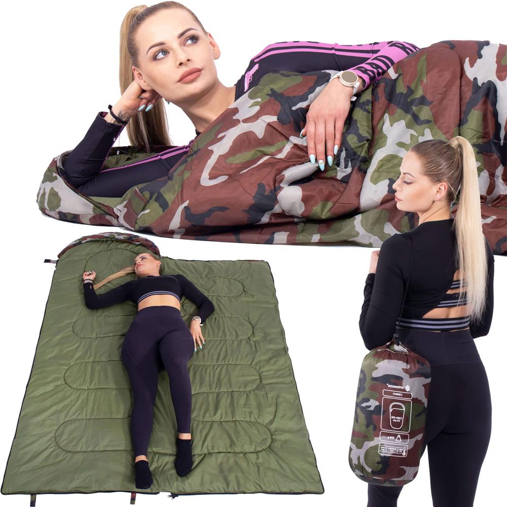 Sac de dormit tip mumie, cu geanta de transport, 210x73cm, 8-20grade, culoare camuflaj