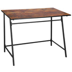 Birou tip masa laterala, cu cadru din otel, 50x100x76 cm, industrial, maro