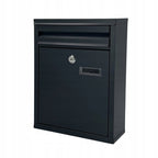Cutie postala de exterior, pentru gard sau perete, din otel zincat, cu incuietoare, 32x8x25cm, gri inchis