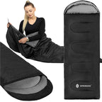 Sac de dormit tip mumie, cu geanta de transport, 210x73cm, 8-20grade, culoare negru