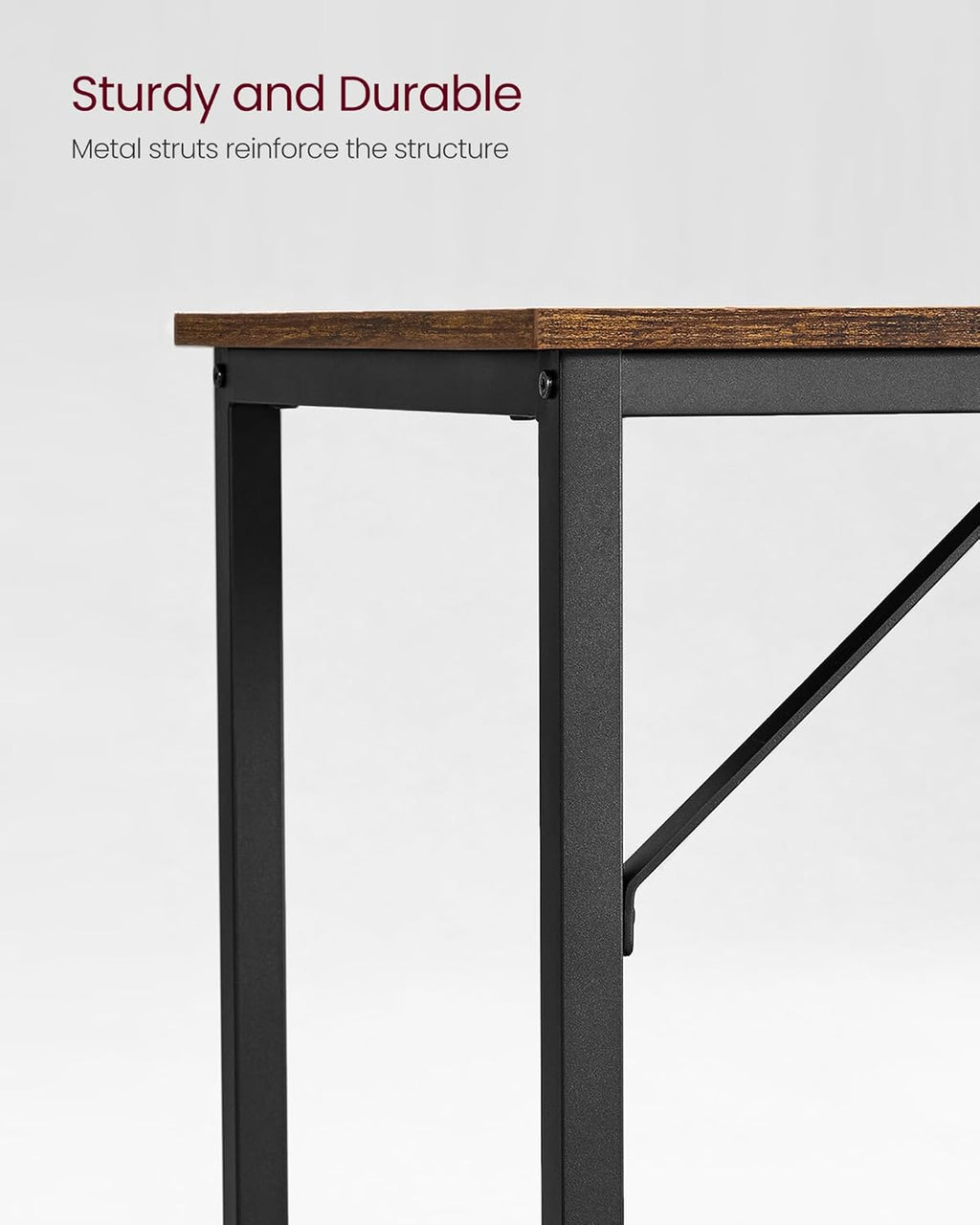 VASAGLE Birou cu cadru din otel, 50x100x75 cm, industrial, maro