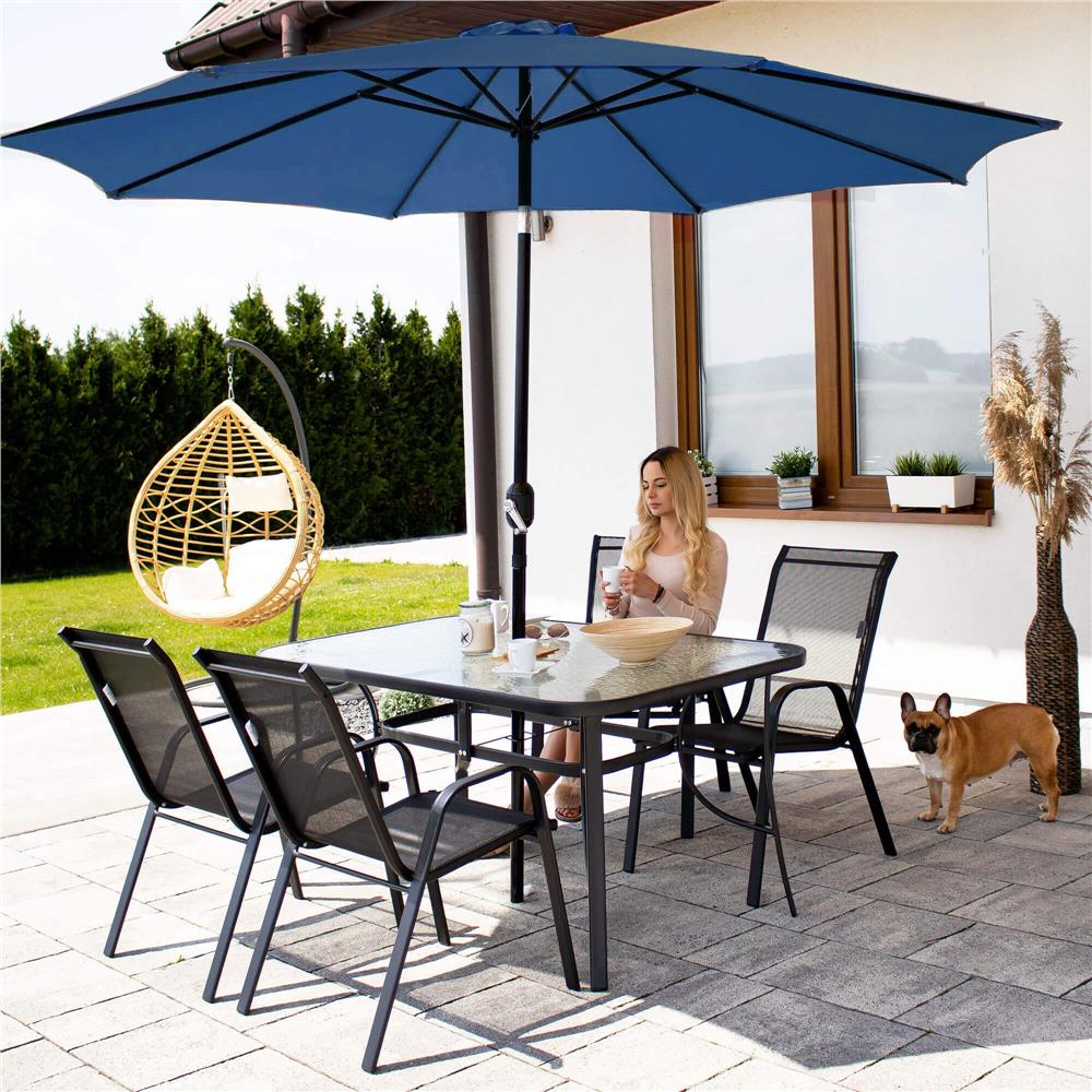 Umbrela terasa gradina, cu manivela si inclinare, diametru 300cm, Albastru