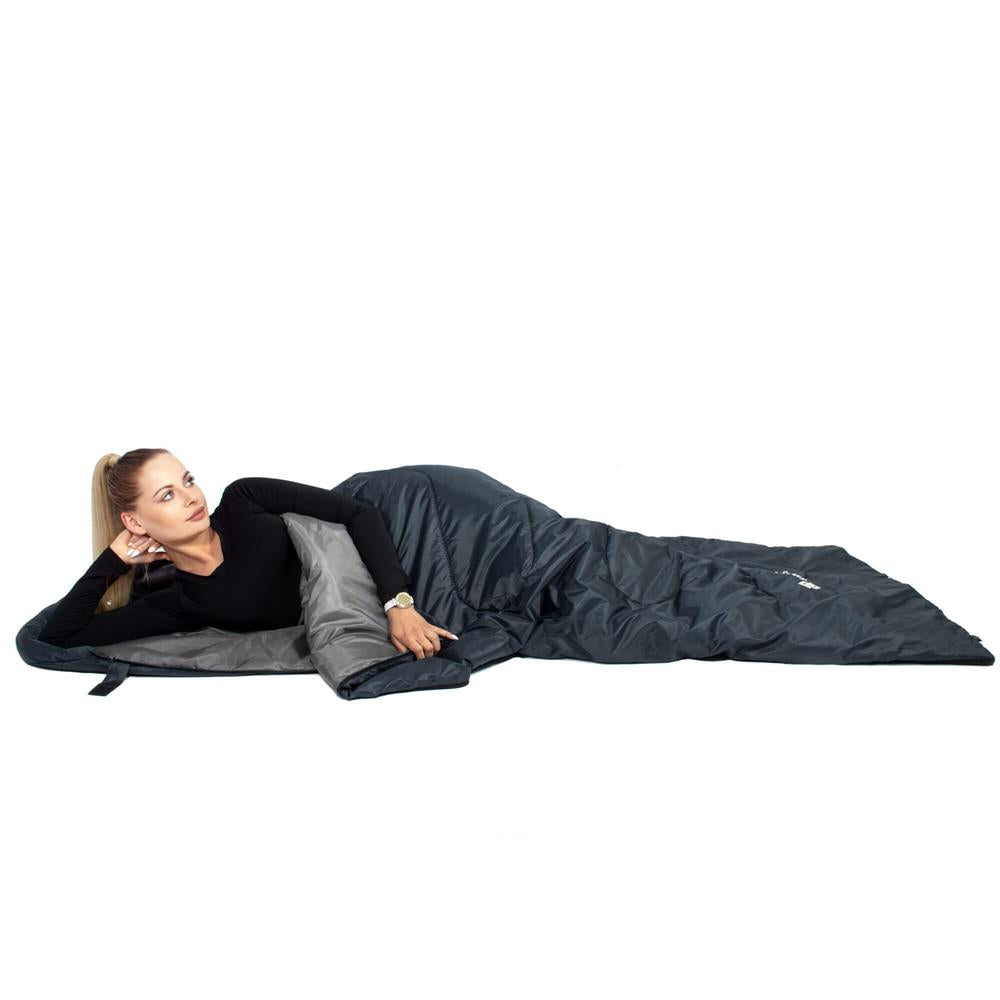 Sac de dormit tip mumie, cu geanta de transport, 210x73cm, 8-20grade, culoare gri