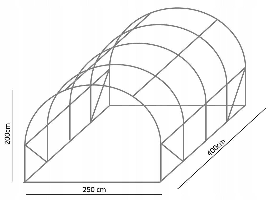 Sera de gradina, tip tunel cu cadru metalic, 250x400cm, 10mp, fereastra suplimentara spate