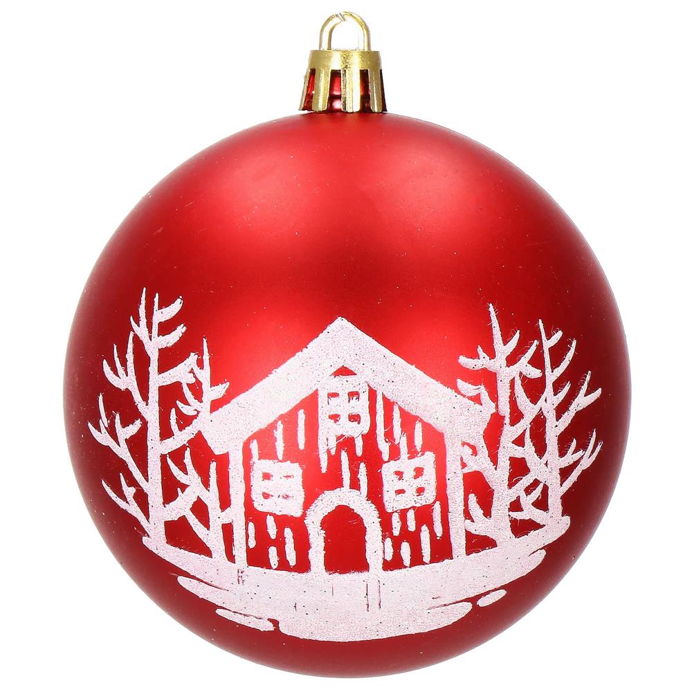 Set globuri de Craciun, 16 bucati, 8cm, 8 modele, rosu alb