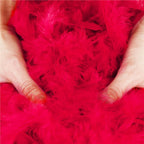 Ghirlanda pentru decor sau bradul de Craciun, model puf si pene, rosu intens, 180cm