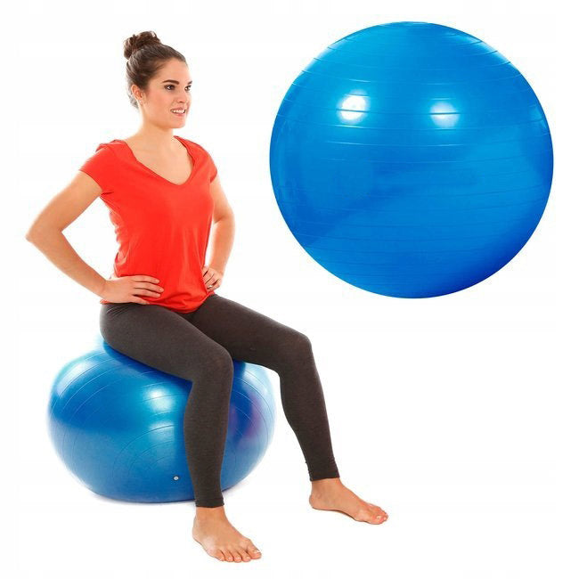 Minge pentru fitness sau yoga 85 cm, pompa inclusa, albastra