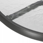 Masa pentru gradina sau balcon, cadru metalic, blat sticla, 60x70cm, negru